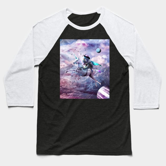 Epic Bearded Dragon Lizard Riding Unicorn Baseball T-Shirt by Random Galaxy